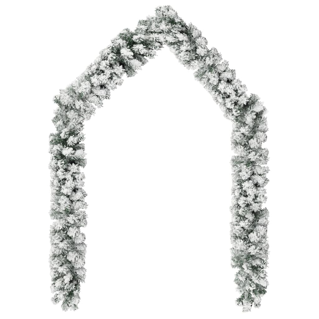 Christmas Garland Green with white snow flocking PVC 16.4 ft length