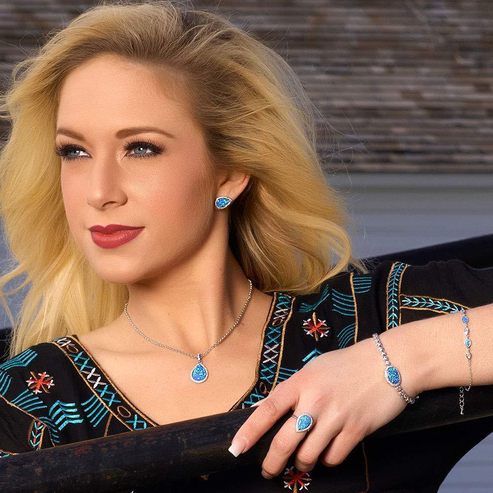 Blue Opal Drop Stud Earrings – Cute Drop-Shaped Design for Girls