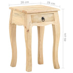 Bed Cabinet Brown Solid mango wood Compact Bedside Table Square