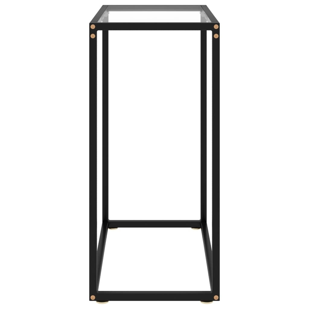 Console Table Transparent Tempered Glass, Powder-Coated Steel