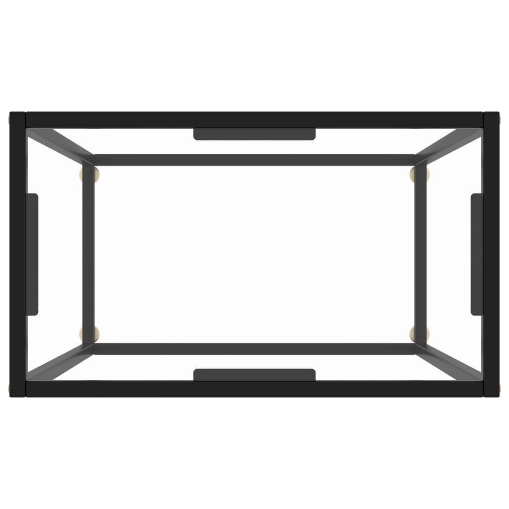 Console Table Transparent Tempered Glass, Powder-Coated Steel