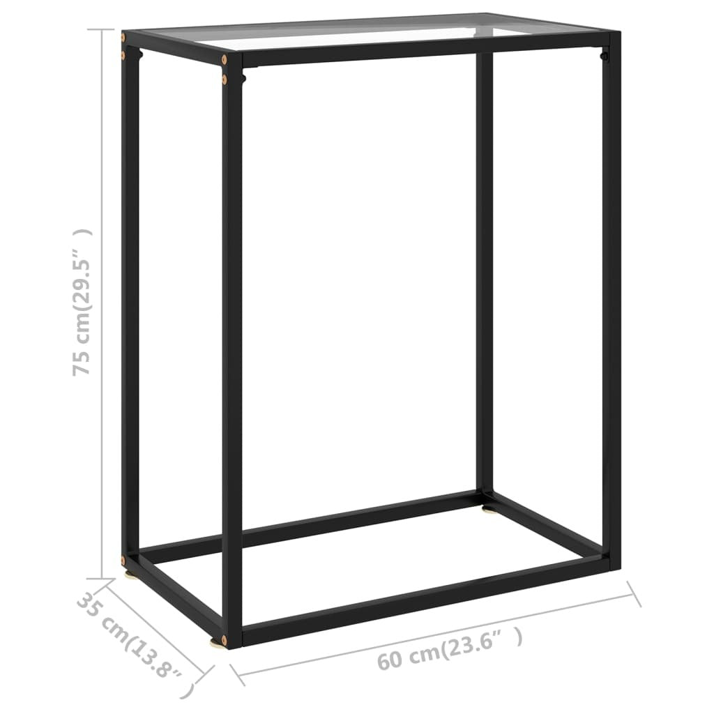 Console Table Transparent Tempered Glass, Powder-Coated Steel