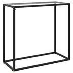 Console Table Transparent, Black Toughened Glass, Powder-Coated Steel