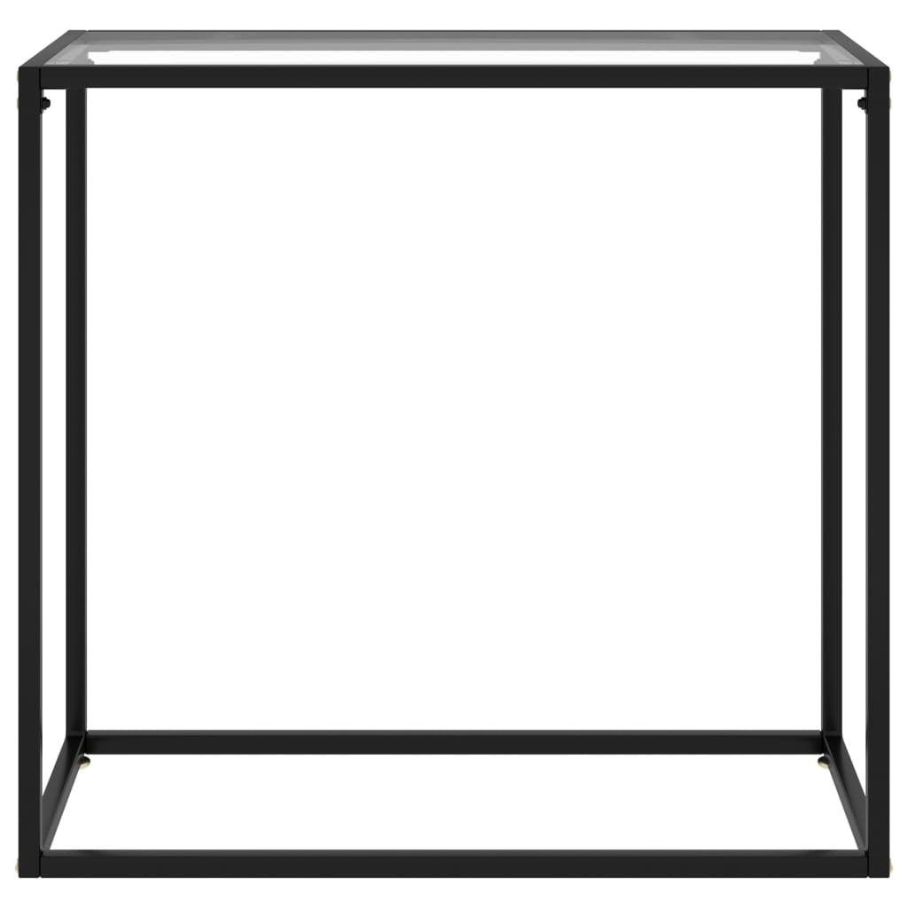 Console Table Transparent, Black Toughened Glass, Powder-Coated Steel