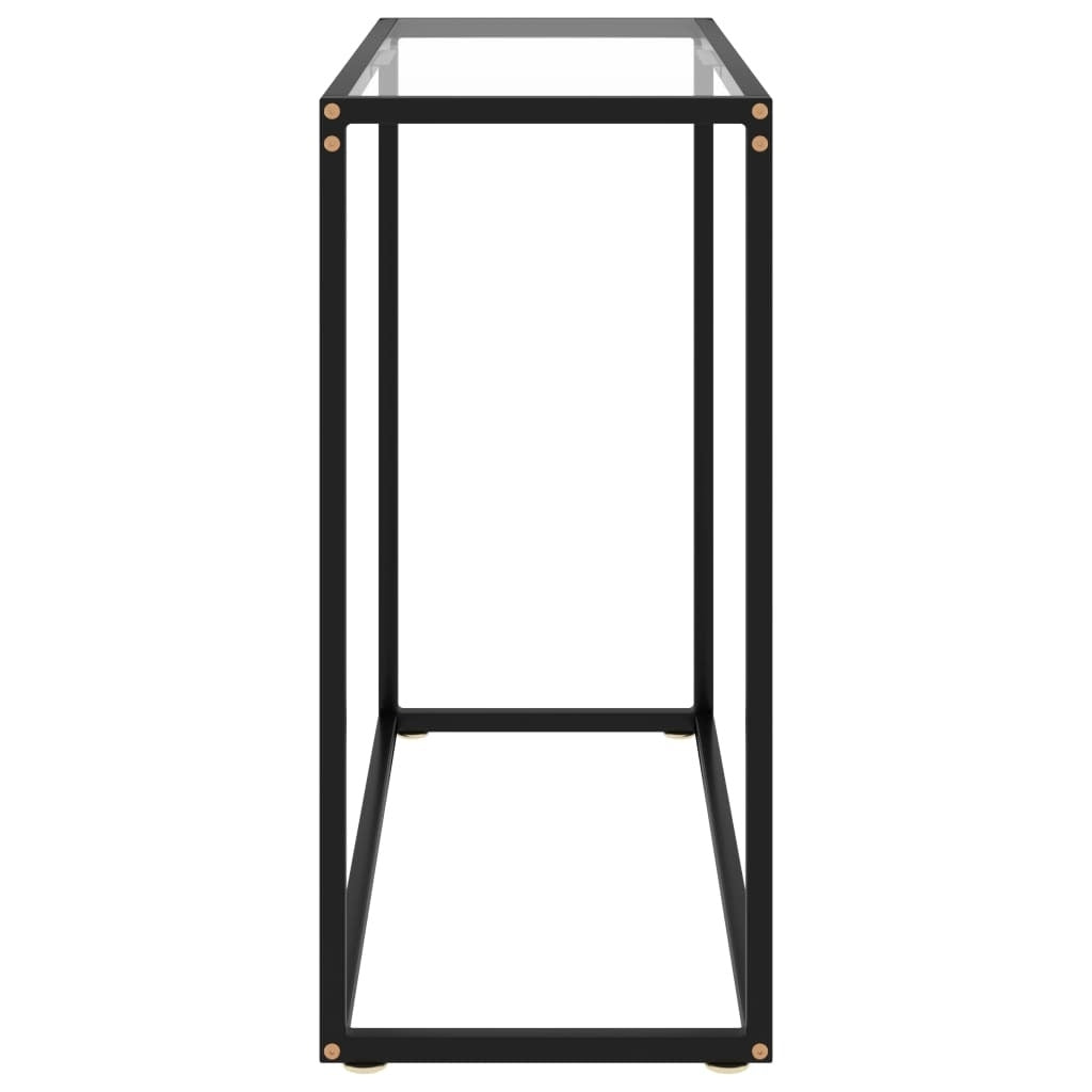 Console Table Transparent, Black Toughened Glass, Powder-Coated Steel
