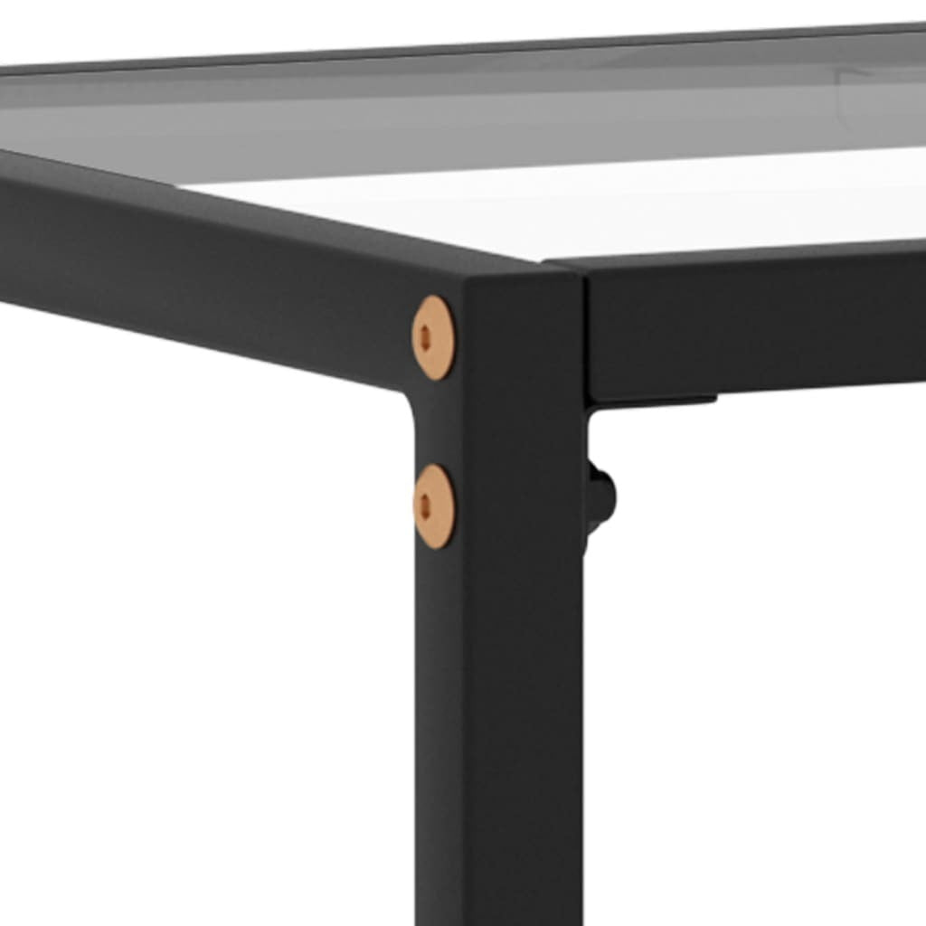 Console Table Transparent, Black Toughened Glass, Powder-Coated Steel