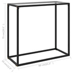 Console Table Transparent, Black Toughened Glass, Powder-Coated Steel