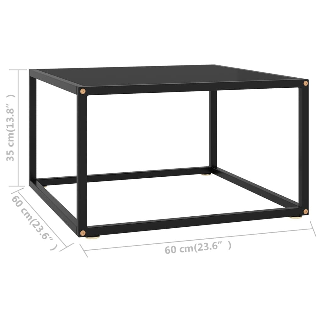 Coffee Table Black Tempered Glass 23.6 x 23.6 x 13.8 in Durable