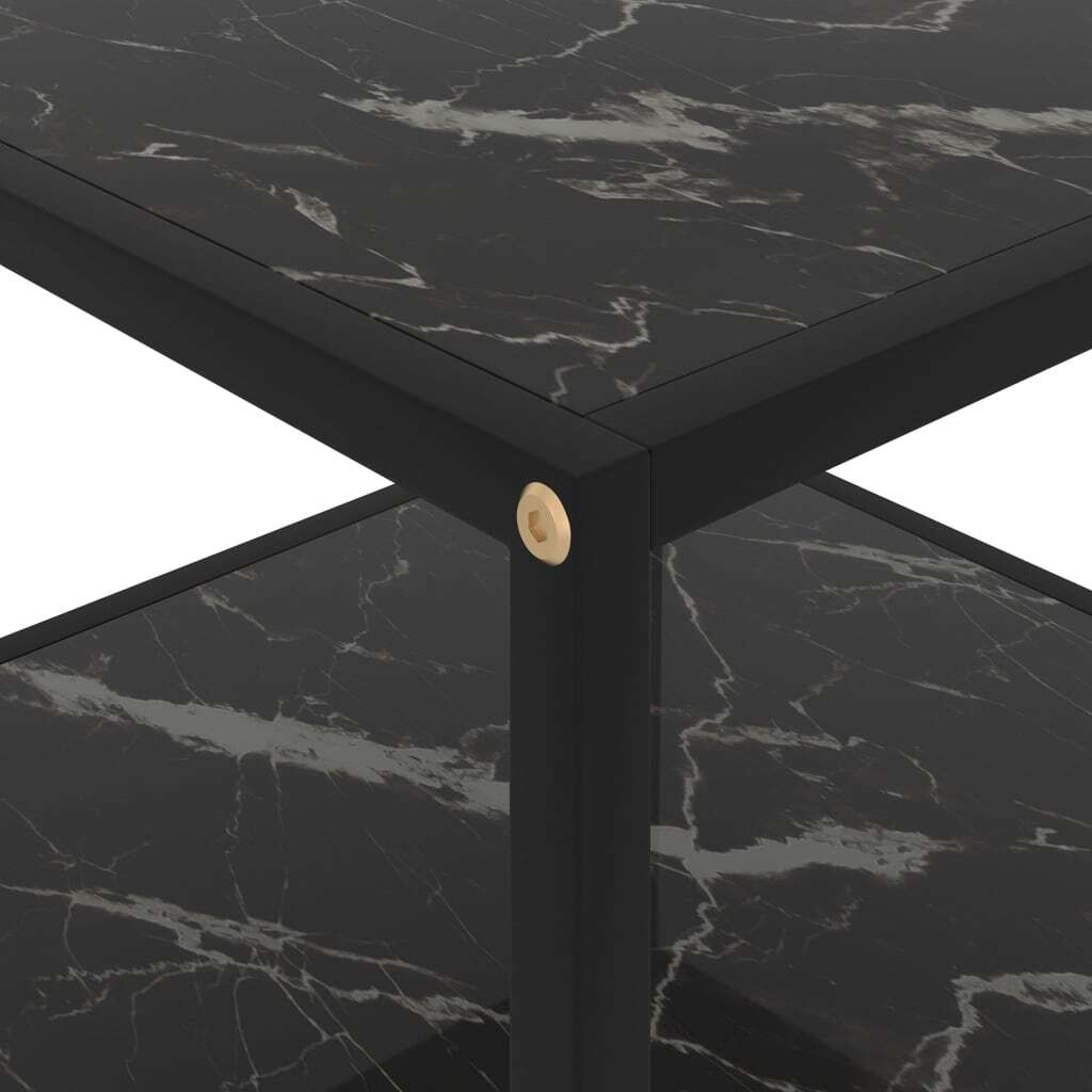 Coffee Table Black Tempered Glass 23.6 x 23.6 x 13.8 in Square