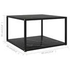 Coffee Table Black Tempered Glass 23.6 x 23.6 x 13.8 in Square
