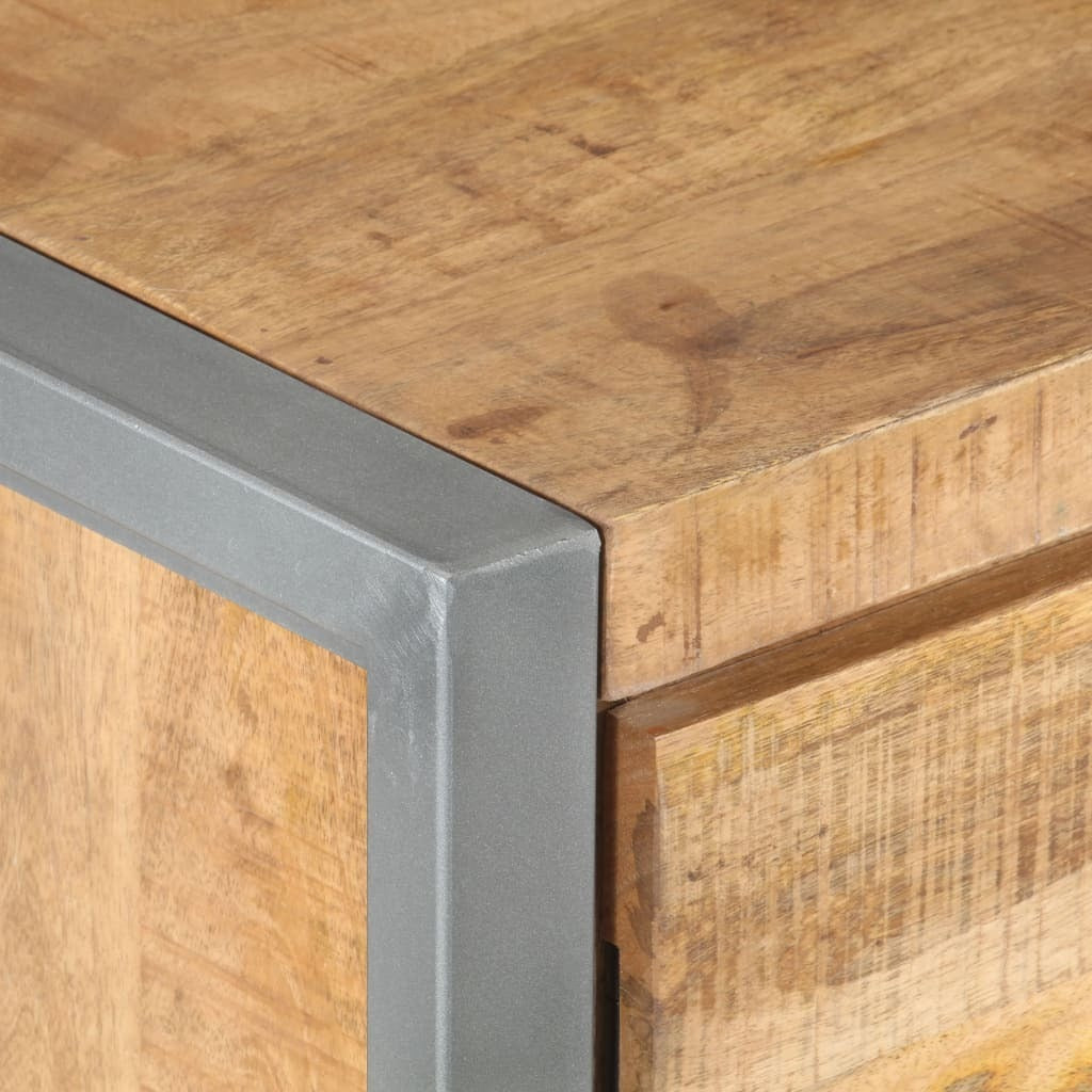 Bedside Cabinet Rough mango wood color, Grey Rough mango wood, Iron