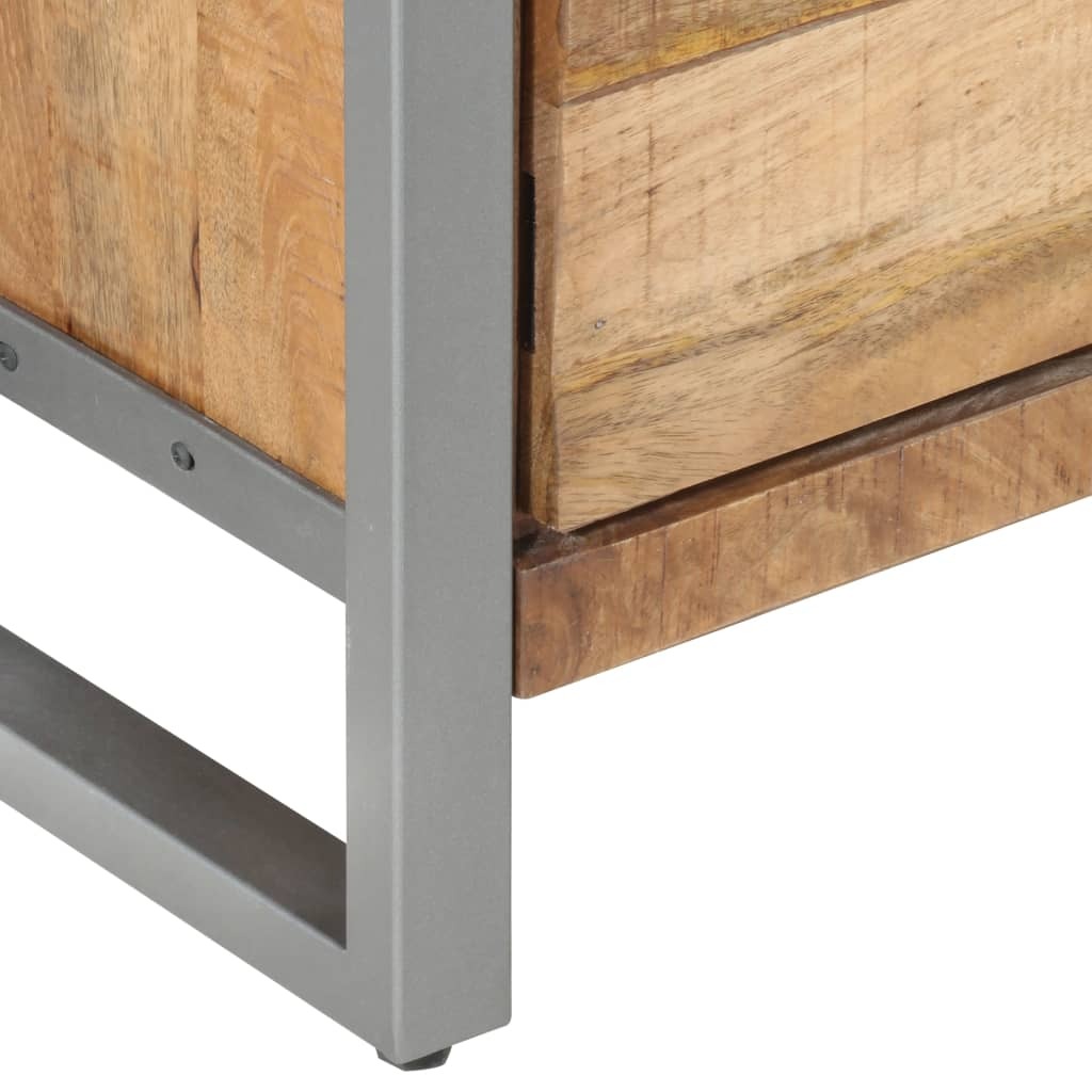 Bedside Cabinet Rough mango wood color, Grey Rough mango wood, Iron