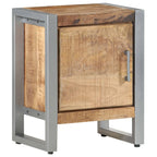 Bedside Cabinet Rough mango wood color, Grey Rough mango wood, Iron