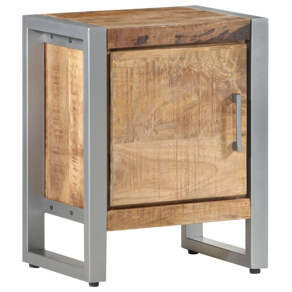 Bedside Cabinet Rough mango wood color, Grey Rough mango wood, Iron