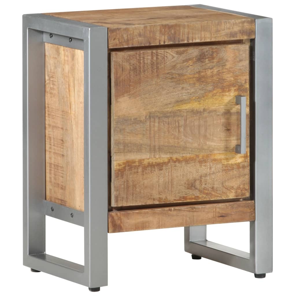 Bedside Cabinet Rough mango wood color, Grey Rough mango wood, Iron
