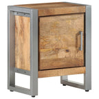 Bedside Cabinet Rough mango wood color, Grey Rough mango wood, Iron