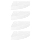 Corner Shelf Set of 4 High gloss white Honeycomb MDF, metal Small