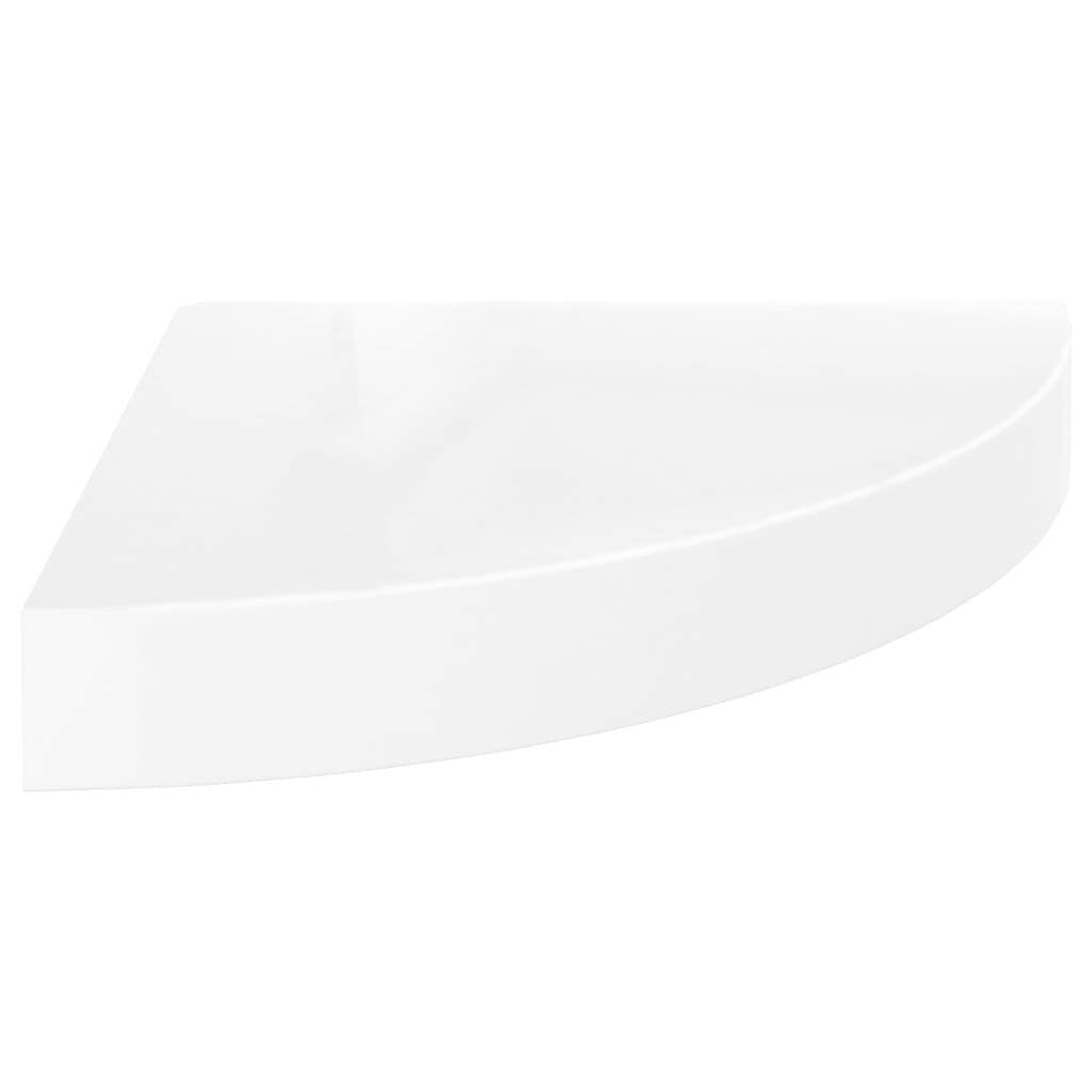 Corner Shelf Set of 4 High gloss white Honeycomb MDF, metal Small
