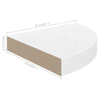 Corner Shelf Set of 4 High gloss white Honeycomb MDF, metal Small