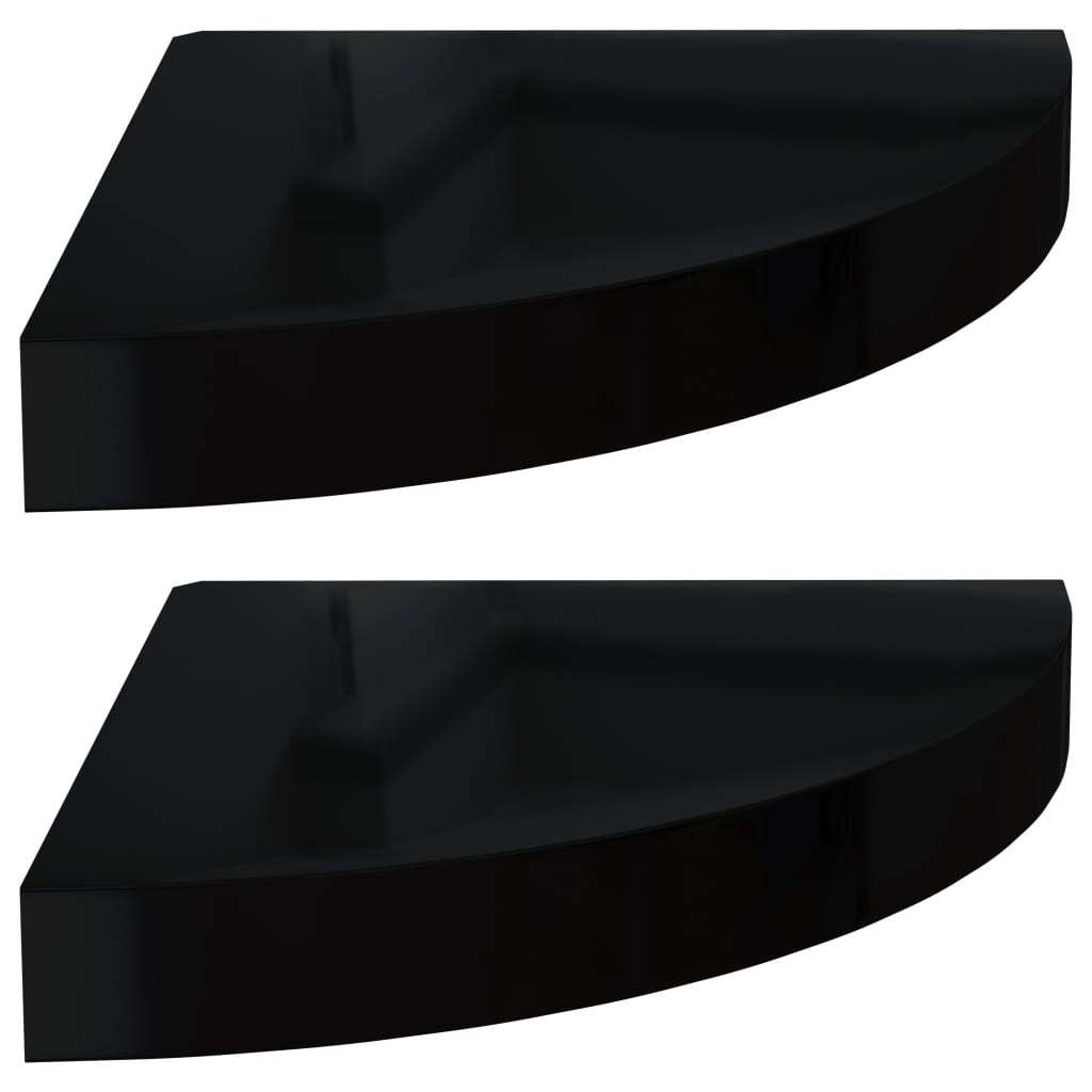 Corner Shelf Set of 2 High gloss black Honeycomb MDF