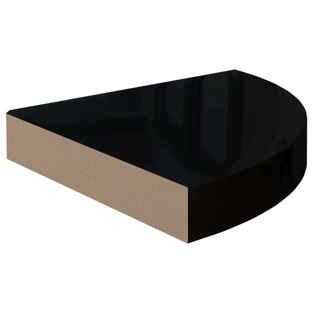 Corner Shelf Set of 2 High gloss black Honeycomb MDF