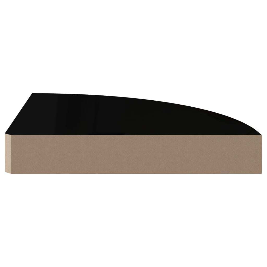 Corner Shelf Set of 2 High gloss black Honeycomb MDF