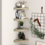 Corner Shelf Set of 4 Oak Honeycomb MDF 9.8 in Corner Shelf