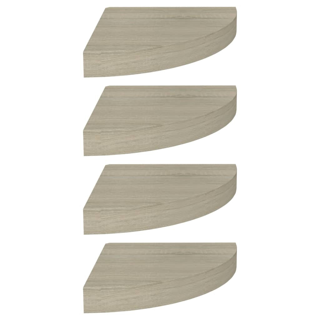 Corner Shelf Set of 4 Oak Honeycomb MDF 9.8 in Corner Shelf