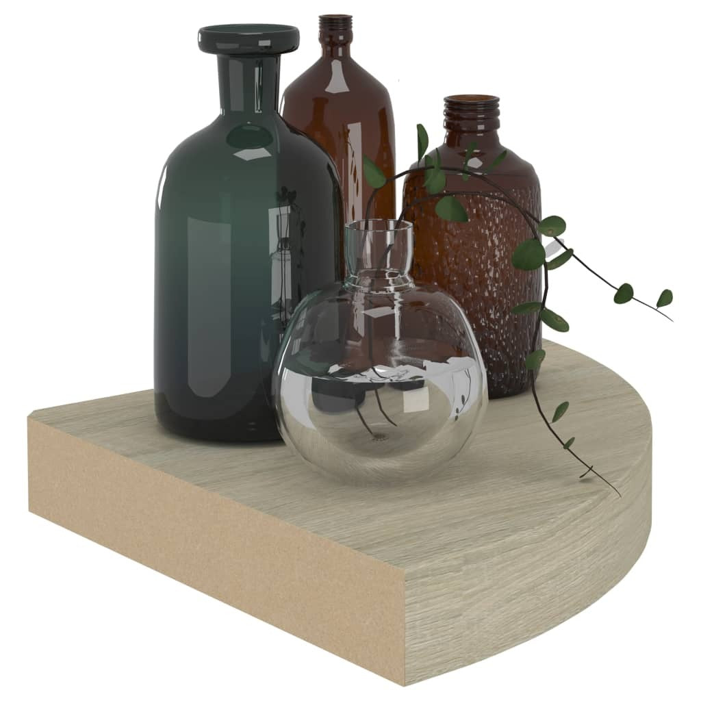Corner Shelf Set of 4 Oak Honeycomb MDF 9.8 in Corner Shelf