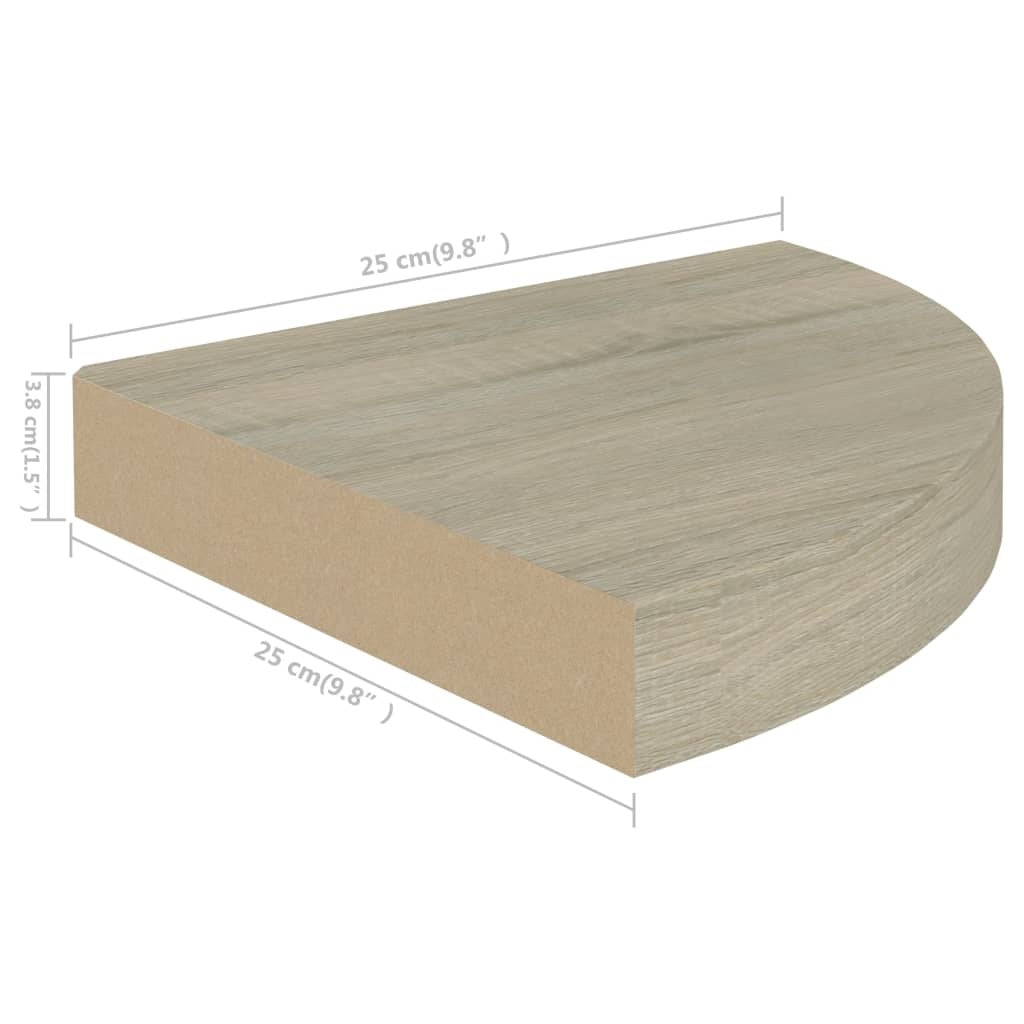 Corner Shelf Set of 4 Oak Honeycomb MDF 9.8 in Corner Shelf