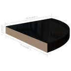 Corner Shelf High gloss black MDF 13.8x13.8x1.5 in Corner Shelf