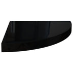 Corner Shelf Set of 2 High Gloss Black Honeycomb MDF, Metal