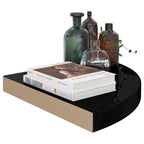 Corner Shelf Set of 2 High Gloss Black Honeycomb MDF, Metal