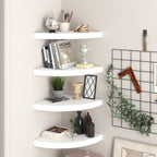Corner Shelf Set of 4 White Honeycomb MDF, Metal Medium