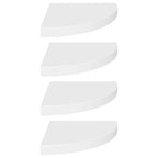 Corner Shelf Set of 4 White Honeycomb MDF, Metal Medium