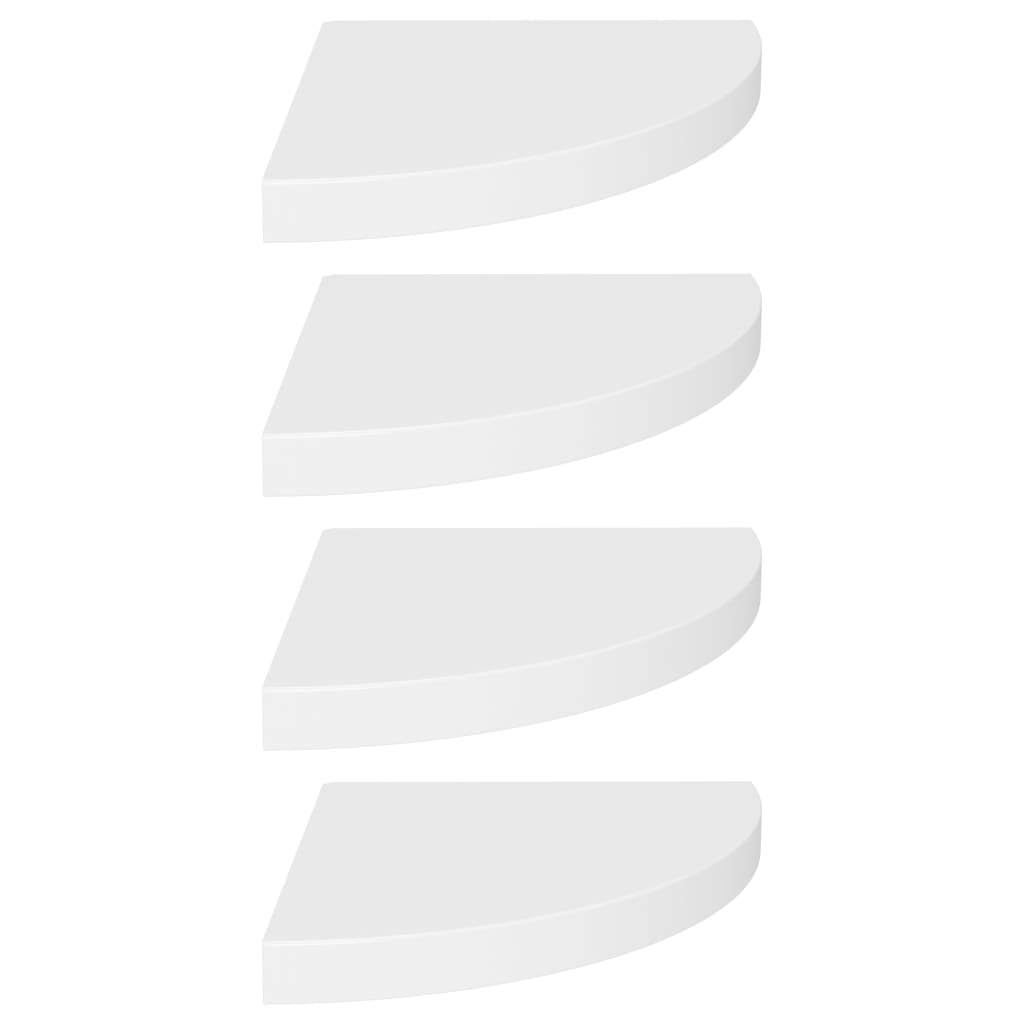 Corner Shelf Set of 4 White Honeycomb MDF, Metal Medium