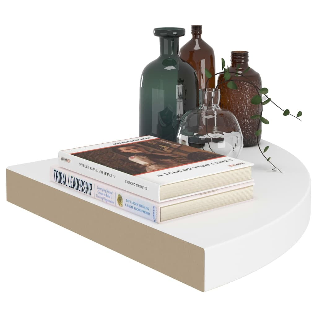 Corner Shelf Set of 4 White Honeycomb MDF, Metal Medium