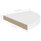 Corner Shelf Set of 4 White Honeycomb MDF, Metal Medium