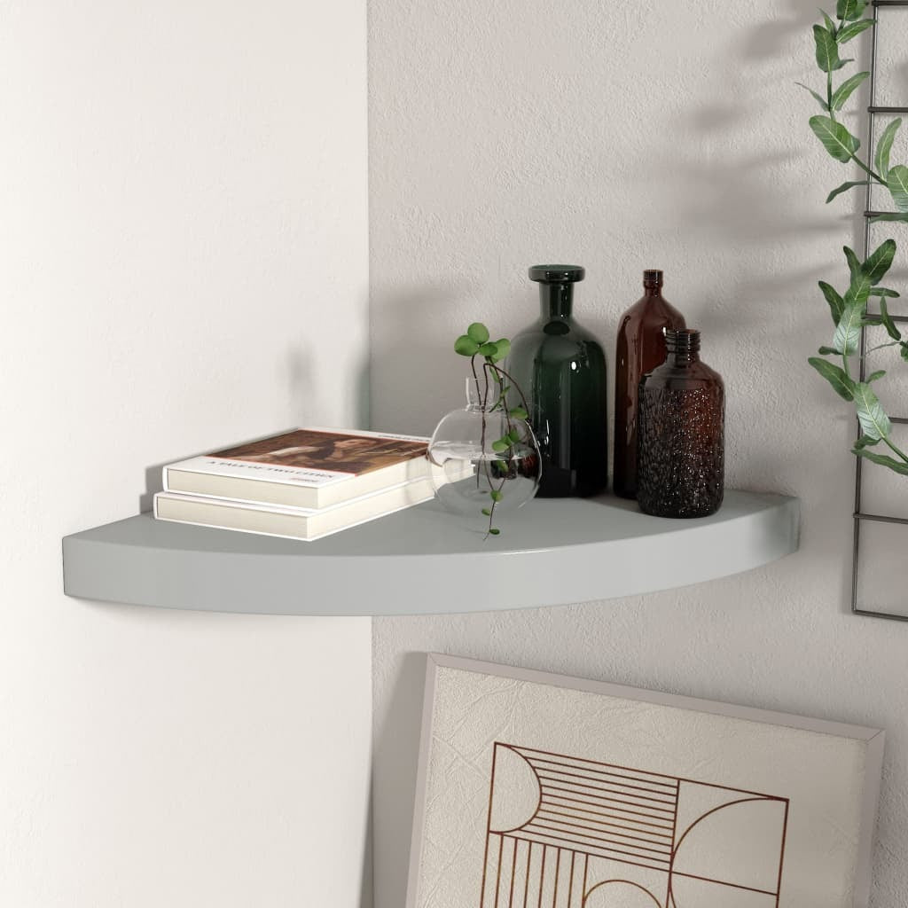 Corner Shelf Grey Honeycomb MDF, metal 13.8 in Wall mounting