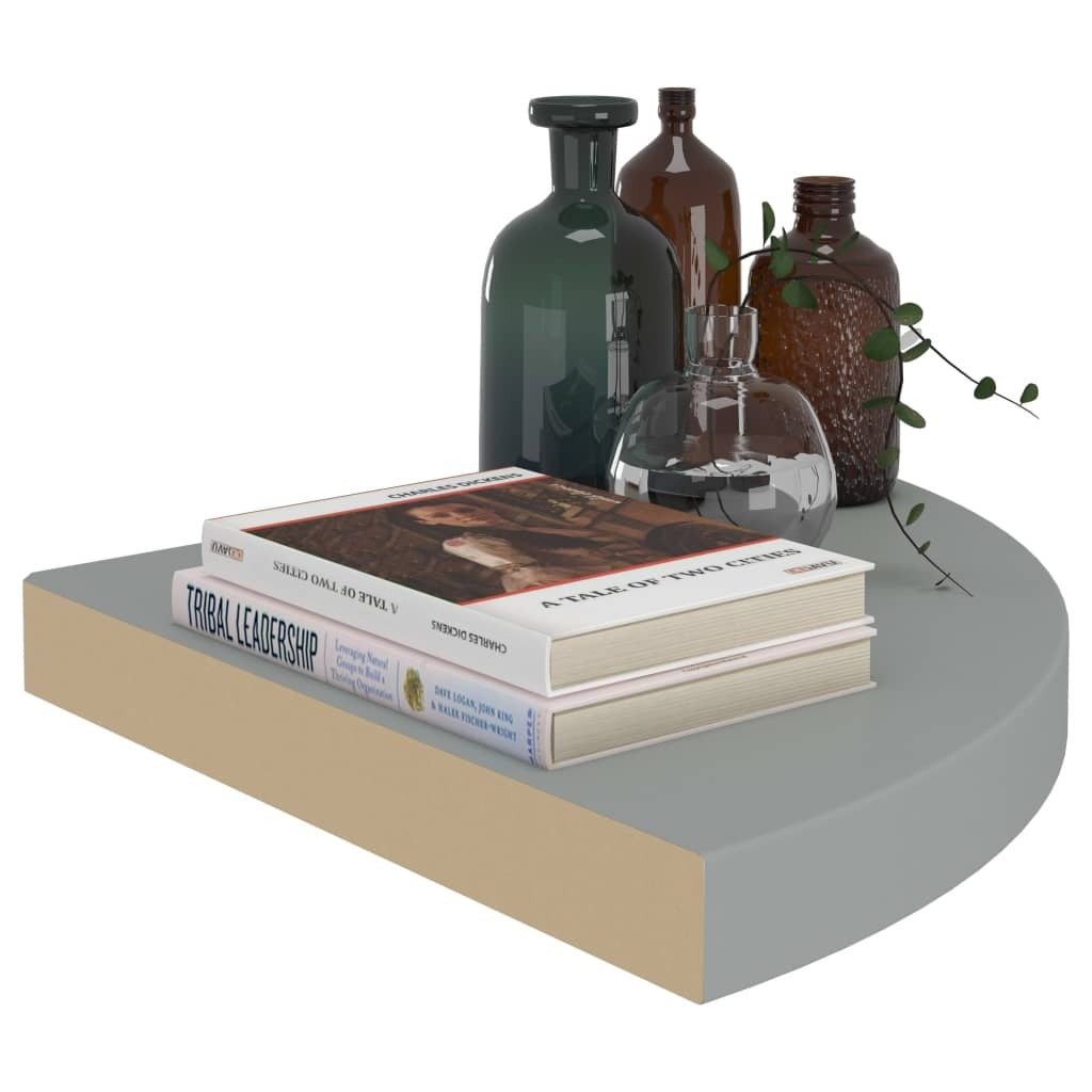 Corner Shelf Grey Honeycomb MDF, metal 13.8 in Wall mounting