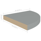 Corner Shelf Set of 4 Gray Honeycomb MDF Small Wall-mounted