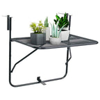 Balcony Table Black Steel Medium Foldable Balcony Table