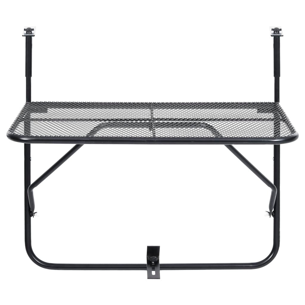 Balcony Table Black Steel Medium Foldable Balcony Table