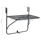 Balcony Table Black Steel Medium Foldable Balcony Table