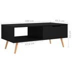 Coffee Table Black Engineered wood, MDF 39.4 x 19.5 x 16.9 in