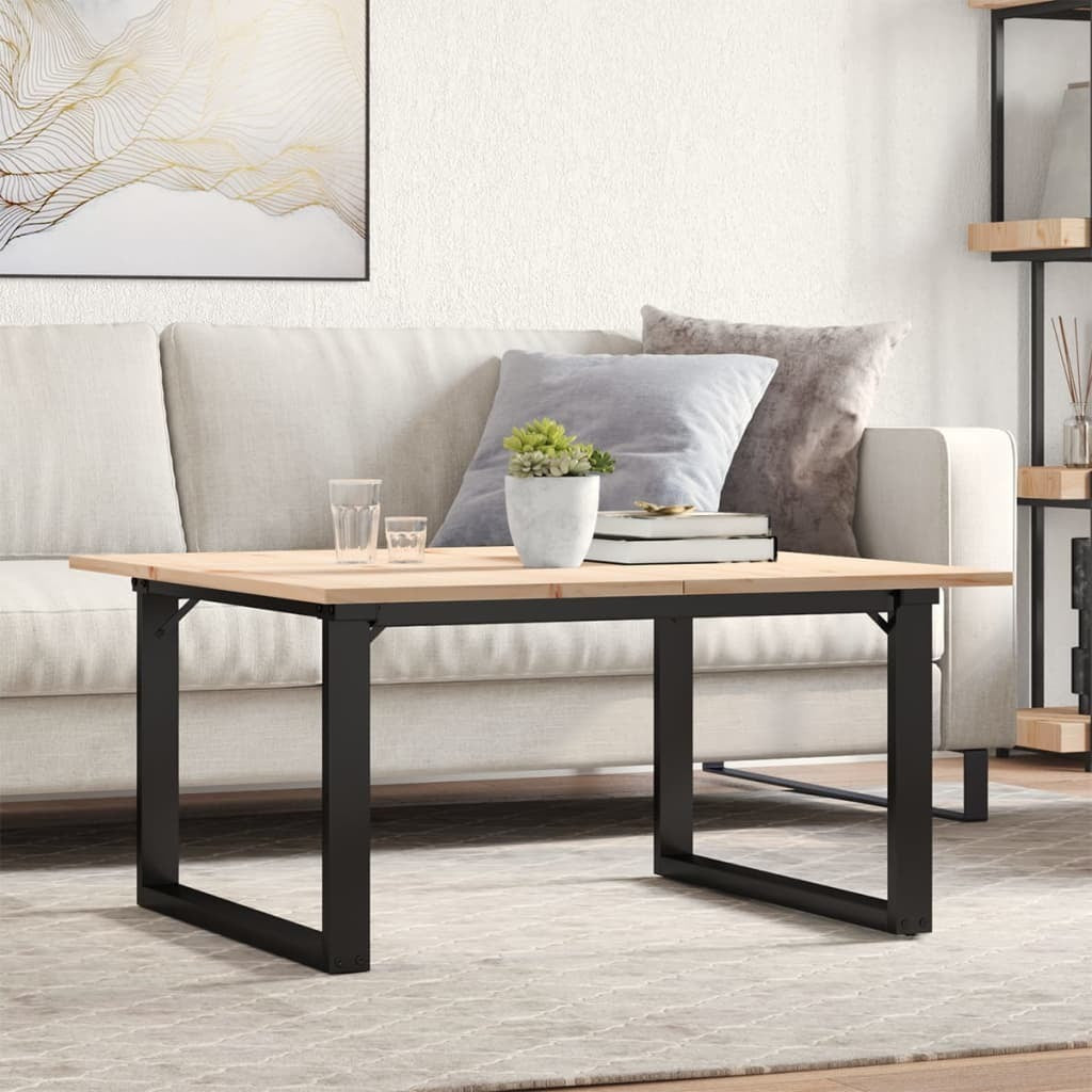 Coffee Table O-Frame 31.5"x31.5"x17.7" Solid Wood Pine and Steel