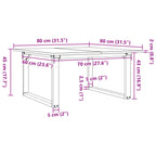 Coffee Table O-Frame 31.5"x31.5"x17.7" Solid Wood Pine and Steel