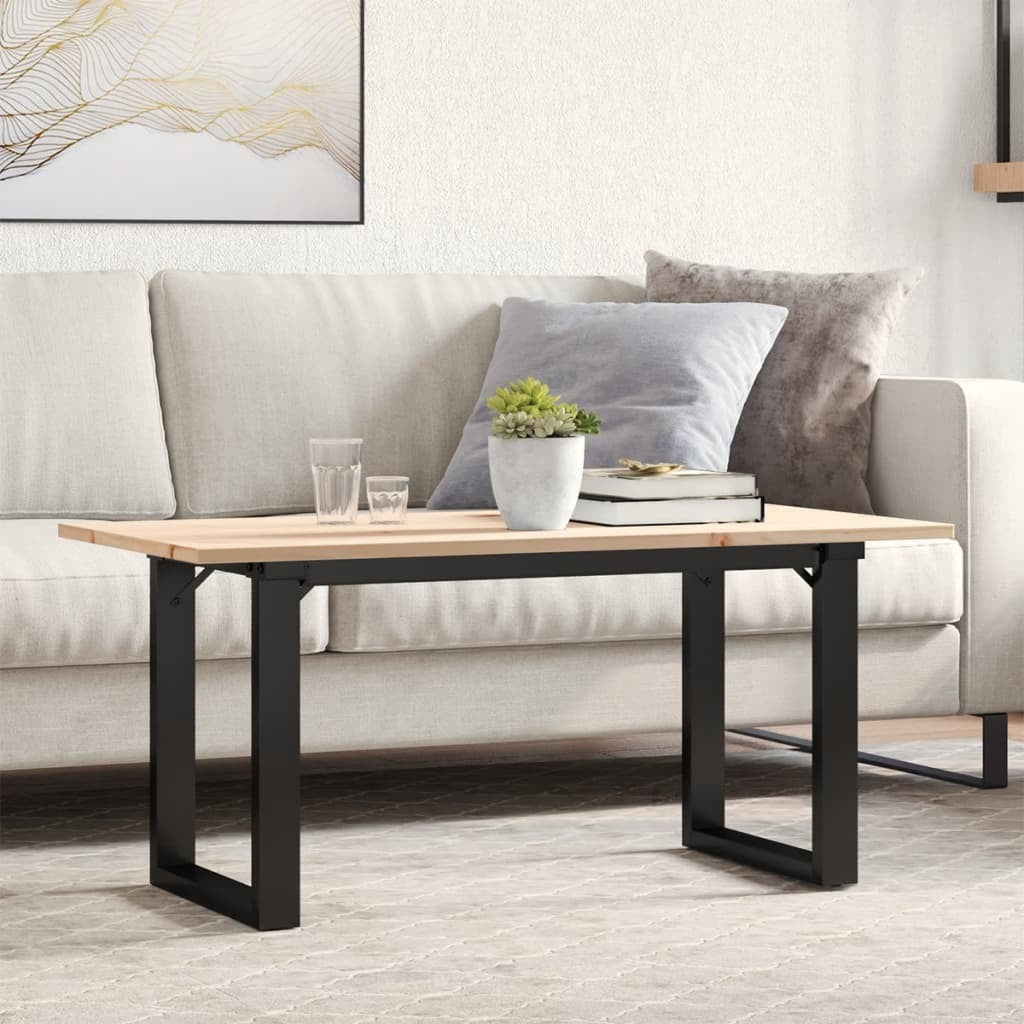 Coffee Table O-Frame 35.4"x15.7"x17.7" Solid Wood Pine and Steel