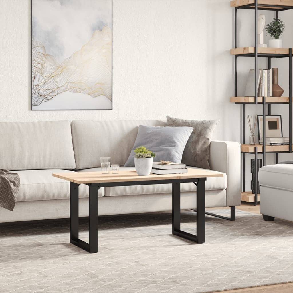 Coffee Table O-Frame 35.4"x15.7"x17.7" Solid Wood Pine and Steel