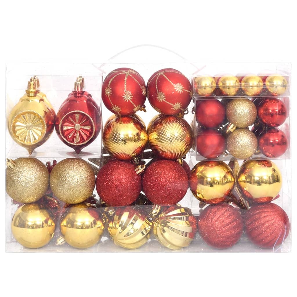 Christmas Bauble Set Gold and red Plastic